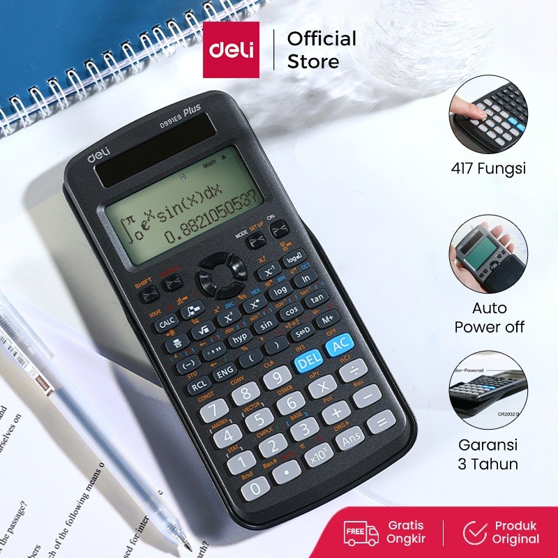 

Deli Kalkulator Saintifik Scientific Calculator 417 Function 170 80 20mm 500g ED991ES