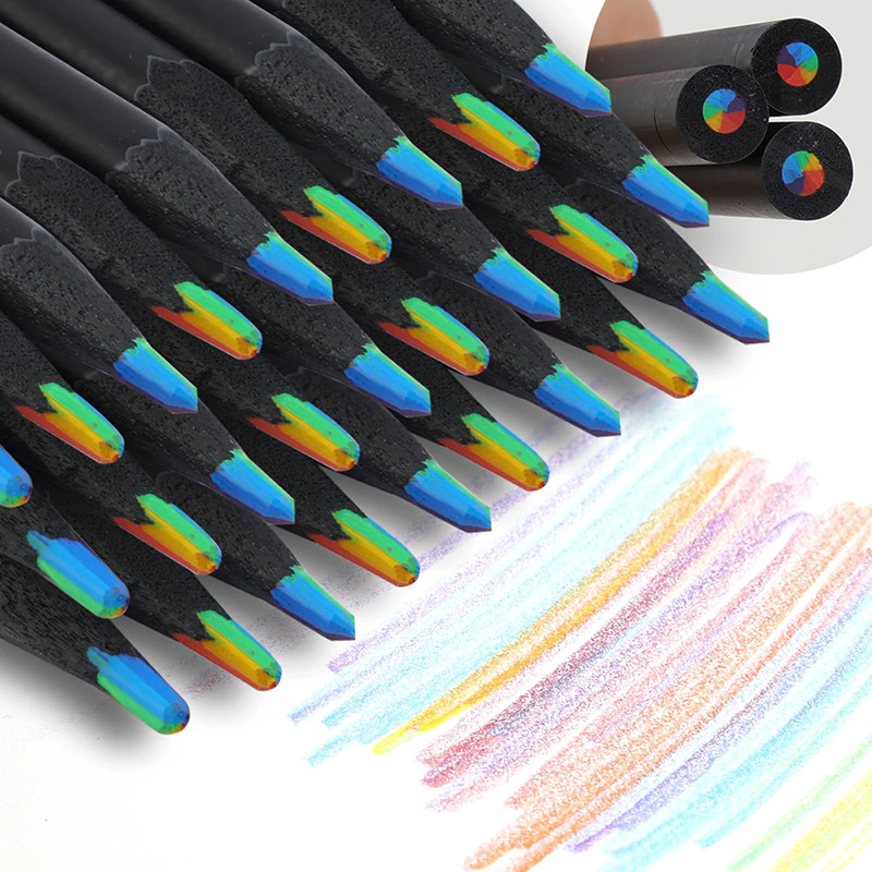 

10pcs 7 Colors Gradient Rainbow Pencil Jumbo-Colored Pencils Multicolored Pencils For Art Drawing Coloring Sketching Kids Gift