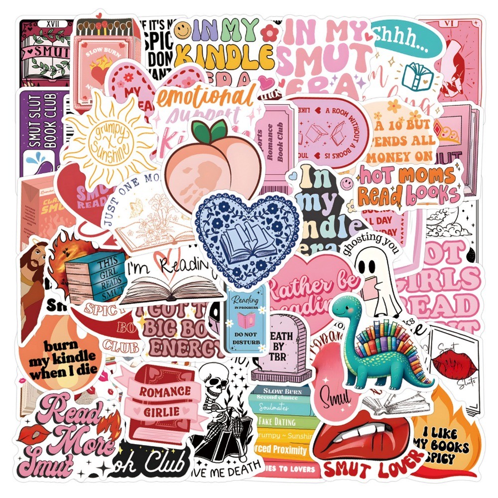 

10/27/54pcs Smut Bookish Book Read Stickers Graffiti for DIY Scrapbooking Water Bottle Phone Laptop Suitcase Waterproof