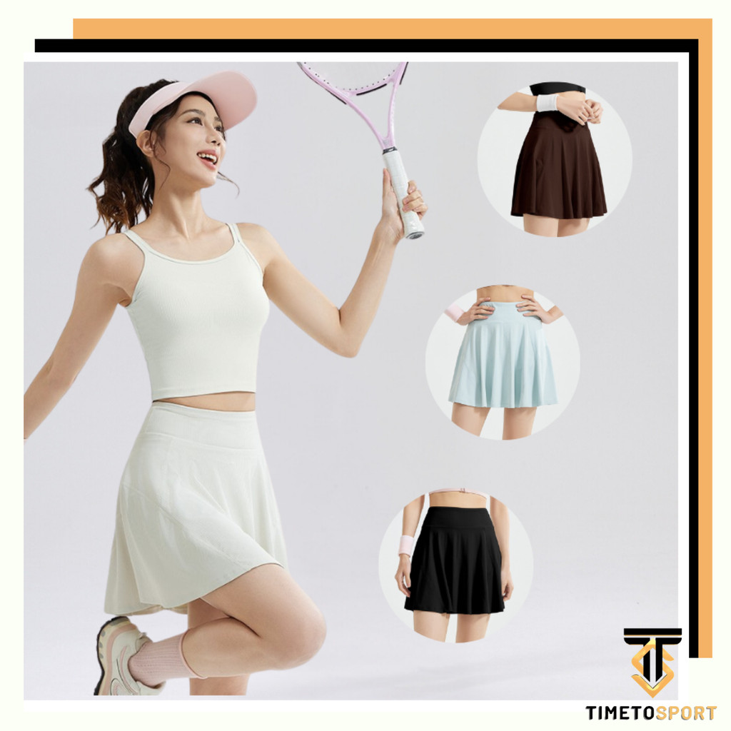 TIMETOSPORT Skirt Rok Wanita Olahraga Pendek Tenis Golf Bawahan Rok Zumba 1240