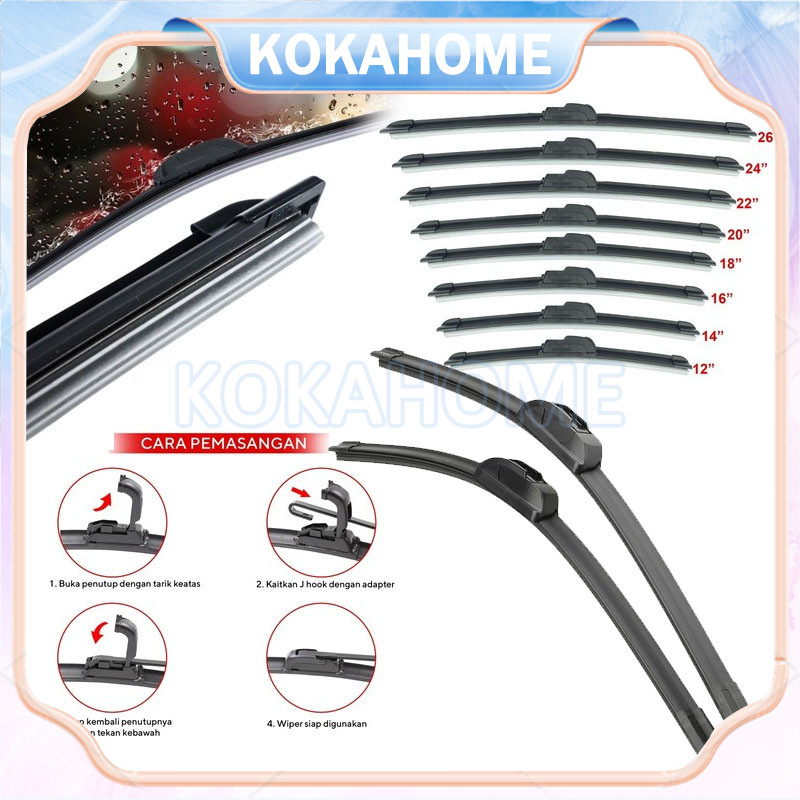 Wiper Mobil Universal Quad Blade Model Frameless/Untuk Semua Jenis Mobil Dual Wiper Blade/Wiper Mobi