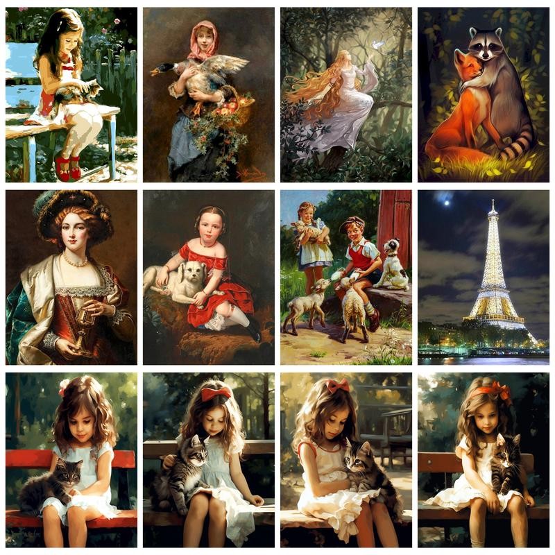 

RUOPOTY Paint By Number 40x50cm Woman And Cat Drawing On Canvas Art Gift Diy Pictures By Number Kits Home Decoration