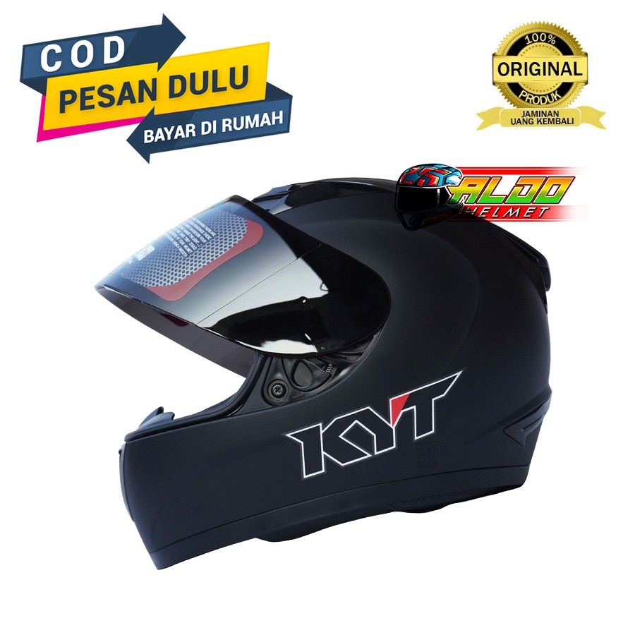 HELM KYT R10 BLACK DOFF KACA SMOKE | KYT R 10 | HELM FULL FACE | KYT SINGLE VISOR | ORIGINAL HELMET