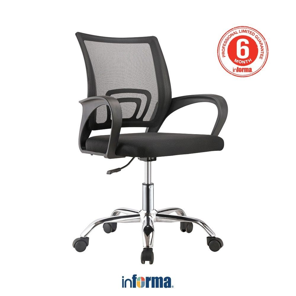 

Informa G Zaki Kursi Kantor Sandaran Rendah - Hitam Tempat Duduk Kerja Dengan Roda Office Chair Kursi Mesh Staff Karyawan Furniture Indoor Kantor