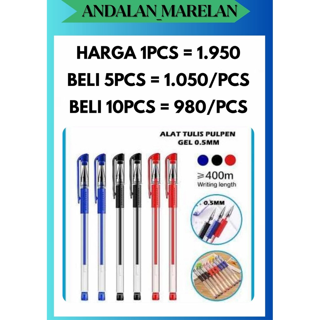 

AM PENA BOLPOIN PEN PULPEN GEL WARNA HITAM MERAH BIRU 0.5 mm ALAT TULIS SEKOLAH TINTA CAIR N
