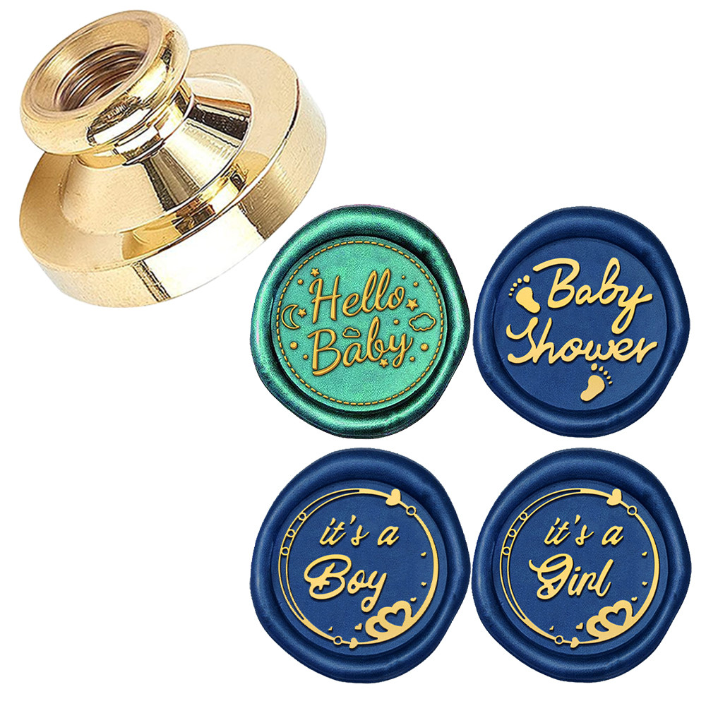 

0.98inch Hello Baby Pattern Wax Seal Stamp Head Wax Sealing Stamps Head Removable Vintage Brass Seal for Wedding Invitations