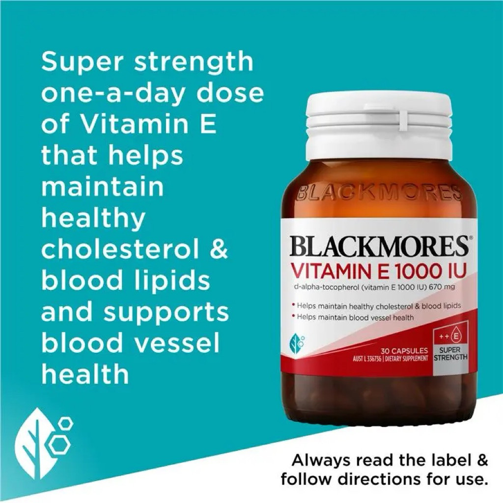 Blackmores Vitamin E 1000IU 30 Capsules , Vitamin untuk kesehatan Jantung dan Kolestrol