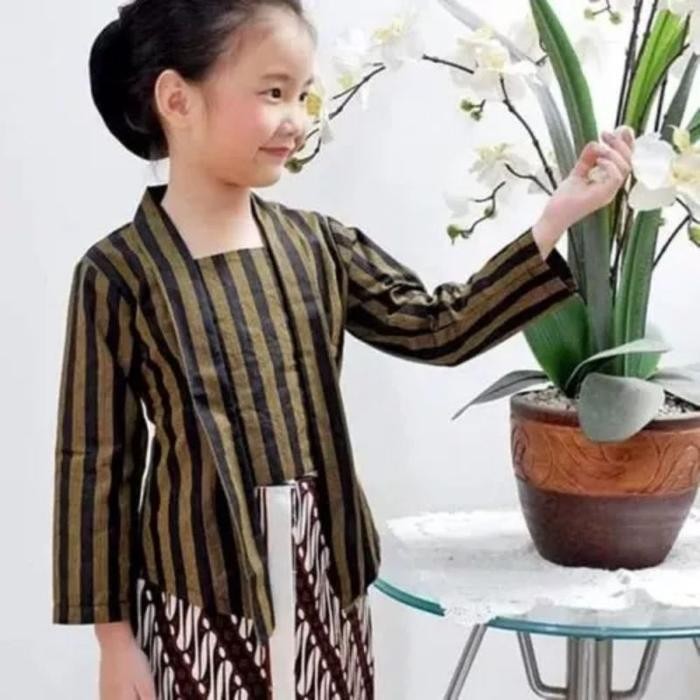 Baju Surjan Cewek Kebaya Lurik Jawa ANAK/Baju Adat Anak Perempuan - baju saja