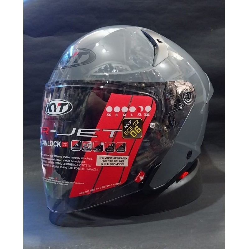 HELM KYT TTR-JET SOLID  - HELM KYT HALF FACE DOUBLE VISOR