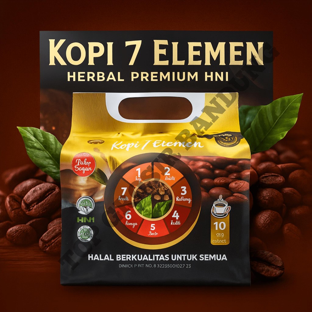 

Kopi 7 Elemen Herbal Premium HNI – Gula Aren, Halal, 10 Sachet Sehat & Nikmat