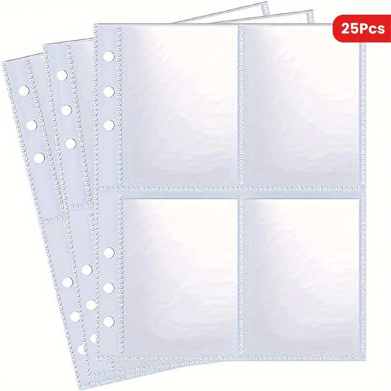 

25/50pcs A5 Binder Photo Card Holders, 200 Pockets, Double-Sided 4-Pocket Design, Top Loading, Clear K-pop Membrane Cards