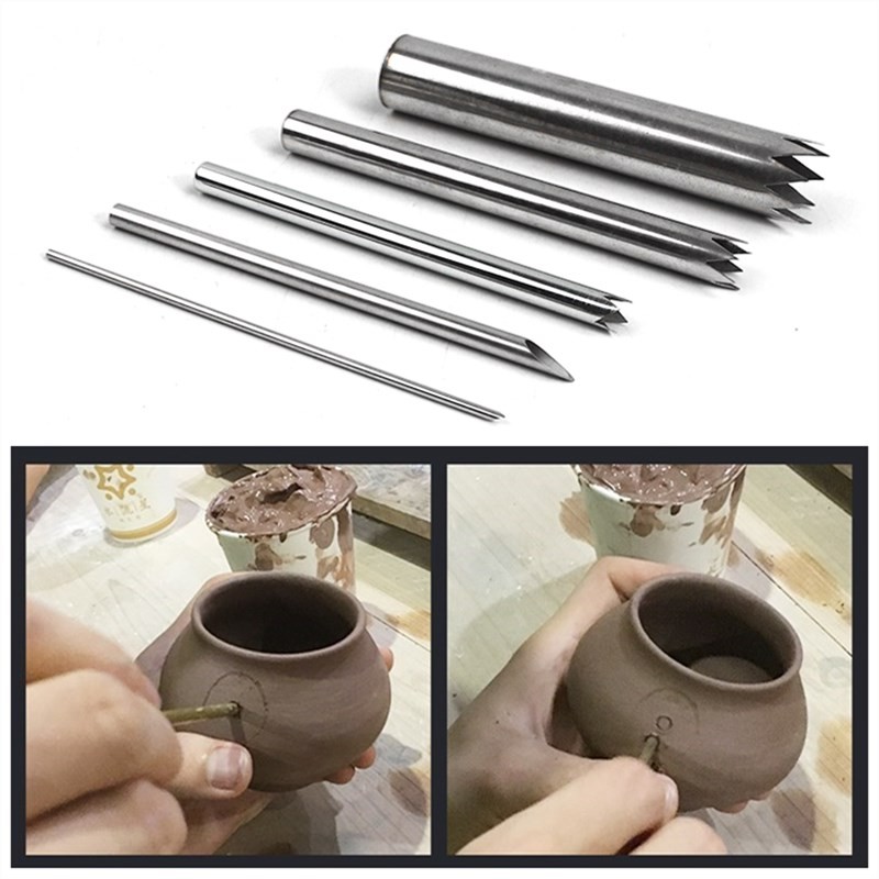 

Ceramic art puncher 5-piece stainless steel belt serrated drilling tool bottom drilling ceramic art modeling tool