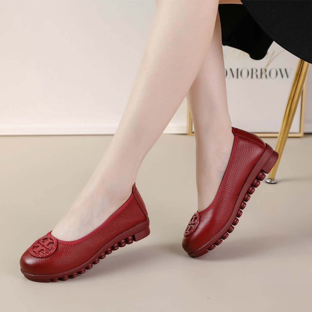 Shoes Flat Woman Tory Burch Kulit Sintetis . Sepatu Flat Wanita Motif Tory Burch