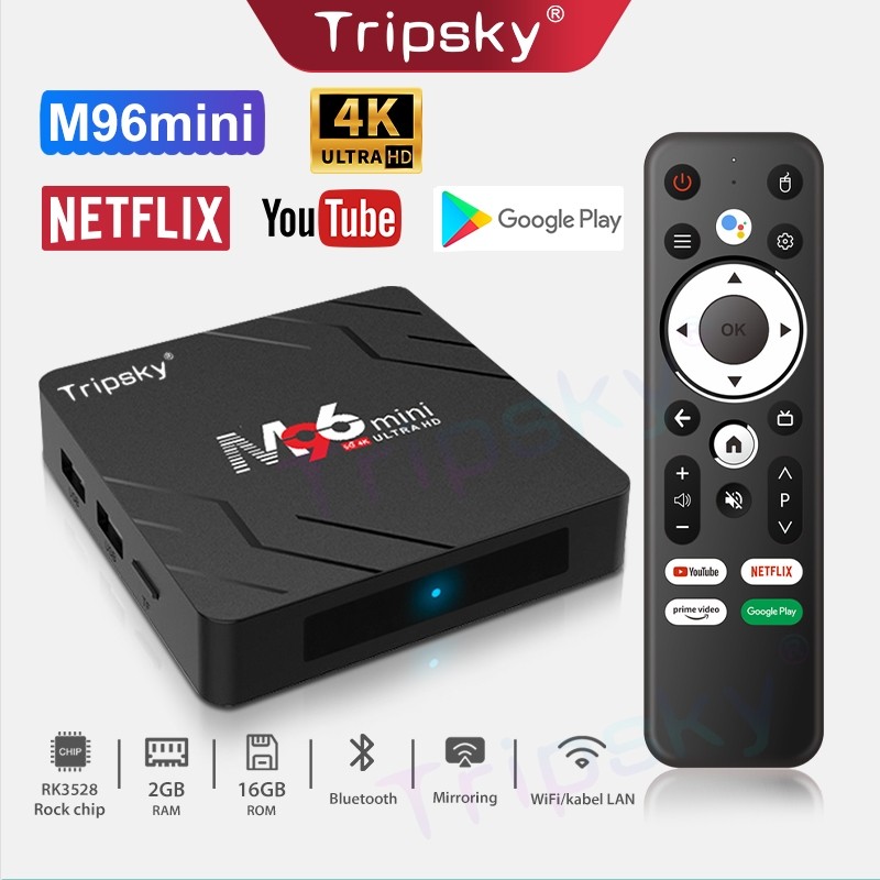 Tripsky M96mini-Voice version Android Tv Box Ram 2gb Rom 16gb Android Tv 13 OS STB Bluetooth 4K RK35