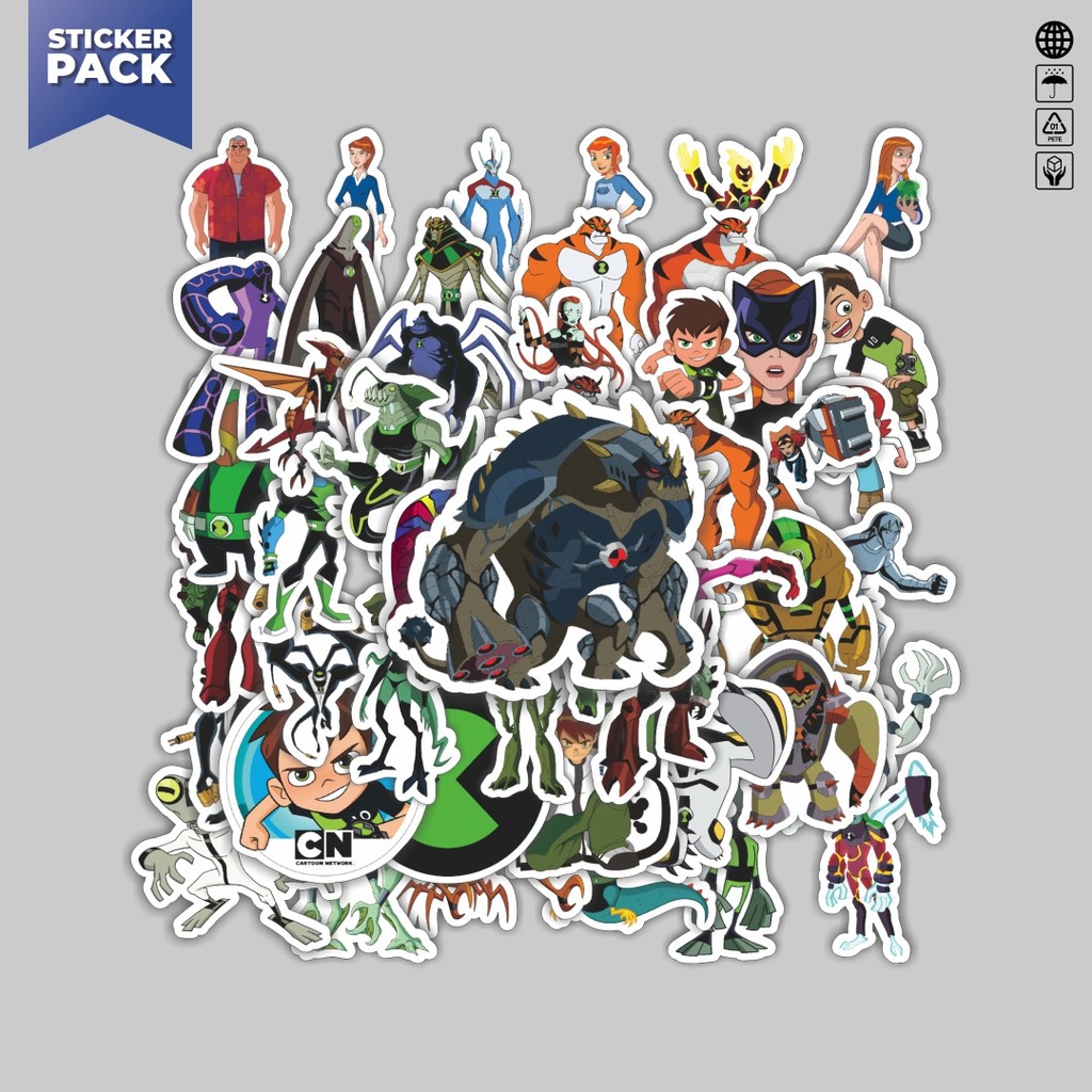 

[100PCS]Stiker Pack Stiker Kartun Series Ben Ten Karakter Mix 4 Aesthetic Vinyl Anti Air Dekorasi Sticker Laptop Buku Journal Koper Helm Casing HP Gitar Helm Skateboard