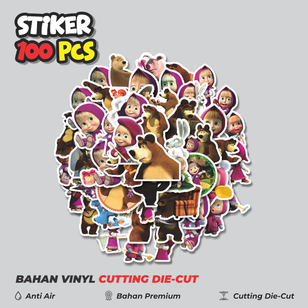 

Terbaru! 50 pcs Stiker Kartun Series Masha And The Bear V2 Dekorasi Lucu Kreatif untuk Notebook, Skateboard, HP