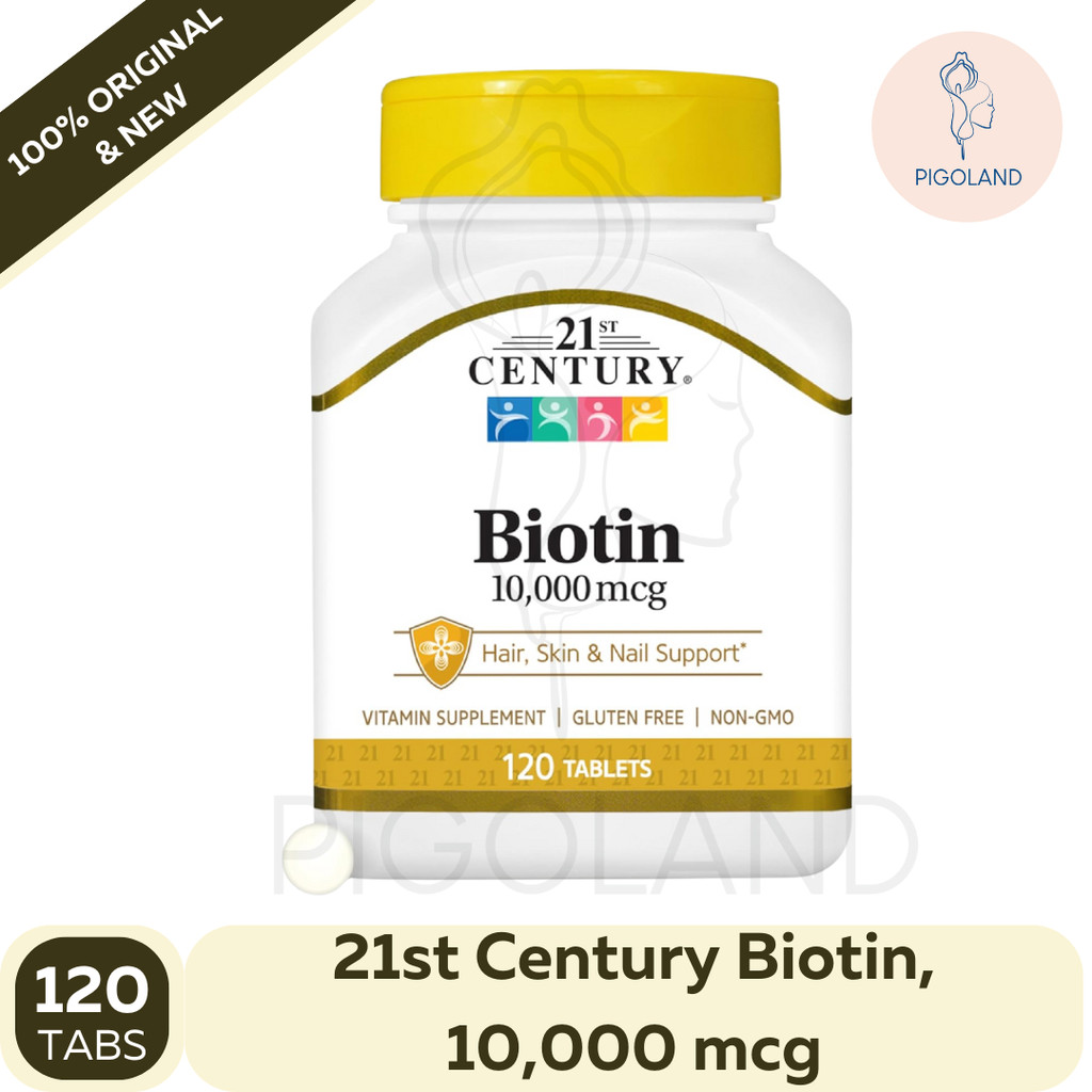 21st 21 st Century Biotin 10,000 10000 mcg Suplemen Rambut Rontok ORI USA