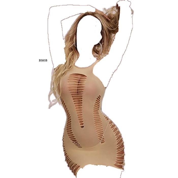 Mini Dress Stocking Full Body Jumbo Nude Wanita Dewasa Lingerie Premium Jaring BS85B