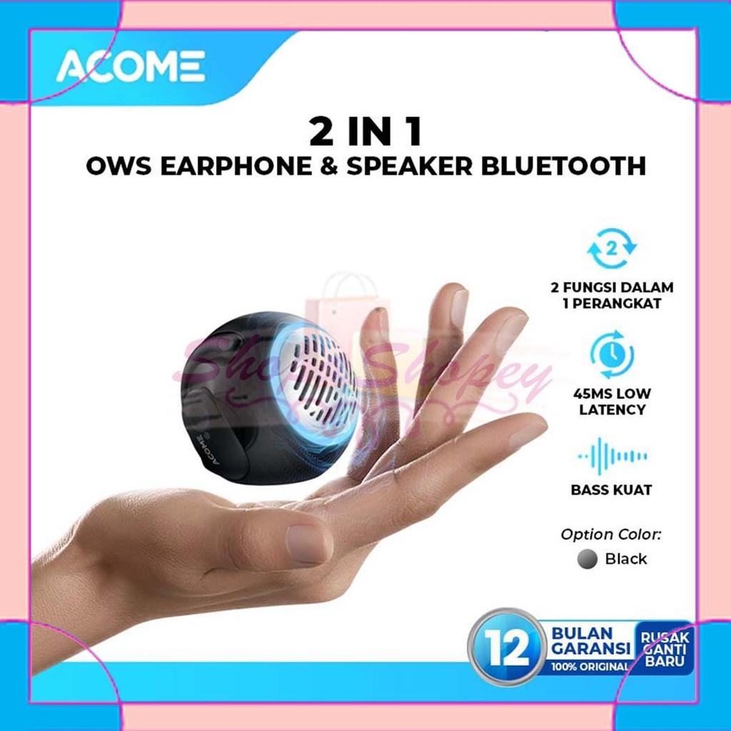 ACOME A21 2 in 1 TWS Earphone and Speaker Bluetooth 5.4 Multifungsi Low Latency 45ms - Garansi Resmi