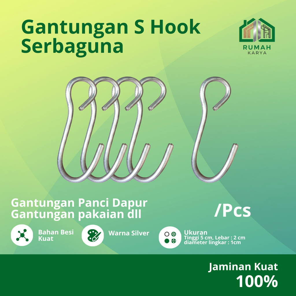 Gantungan S Hook Sebaguna (Gantungan Panci Dapur, Gantungan pakaian dll)