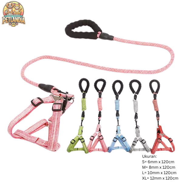 TALI HARNESS ANJING SET - HARNESS TALI ANJING KUAT SET - DOG HARNESS LEASH SET