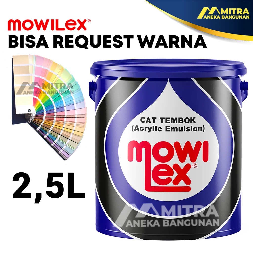 PROMO CAT TEMBOK MOWILEX ACRYLIC EMULSION 2,5 LITER / REQUEST CUSTOM WARNA TINTING / CAT KOLAM