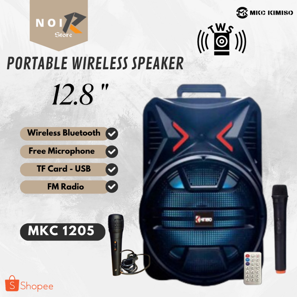 NOIR Speaker QS 1205 WS MKC Kimiso Ukuran 12.8 Inch Variasi 1 Microphone Wireless