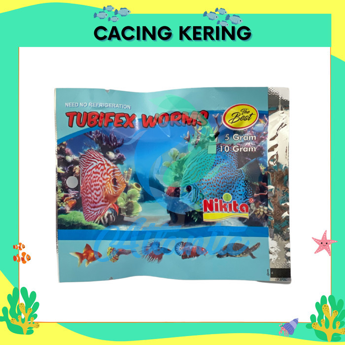 Nikita Cacing Kering Tubifex Worms 5Gr Cacing Sutra Kering Pakan Ikan Cacing Kering Sutra 5 Gram