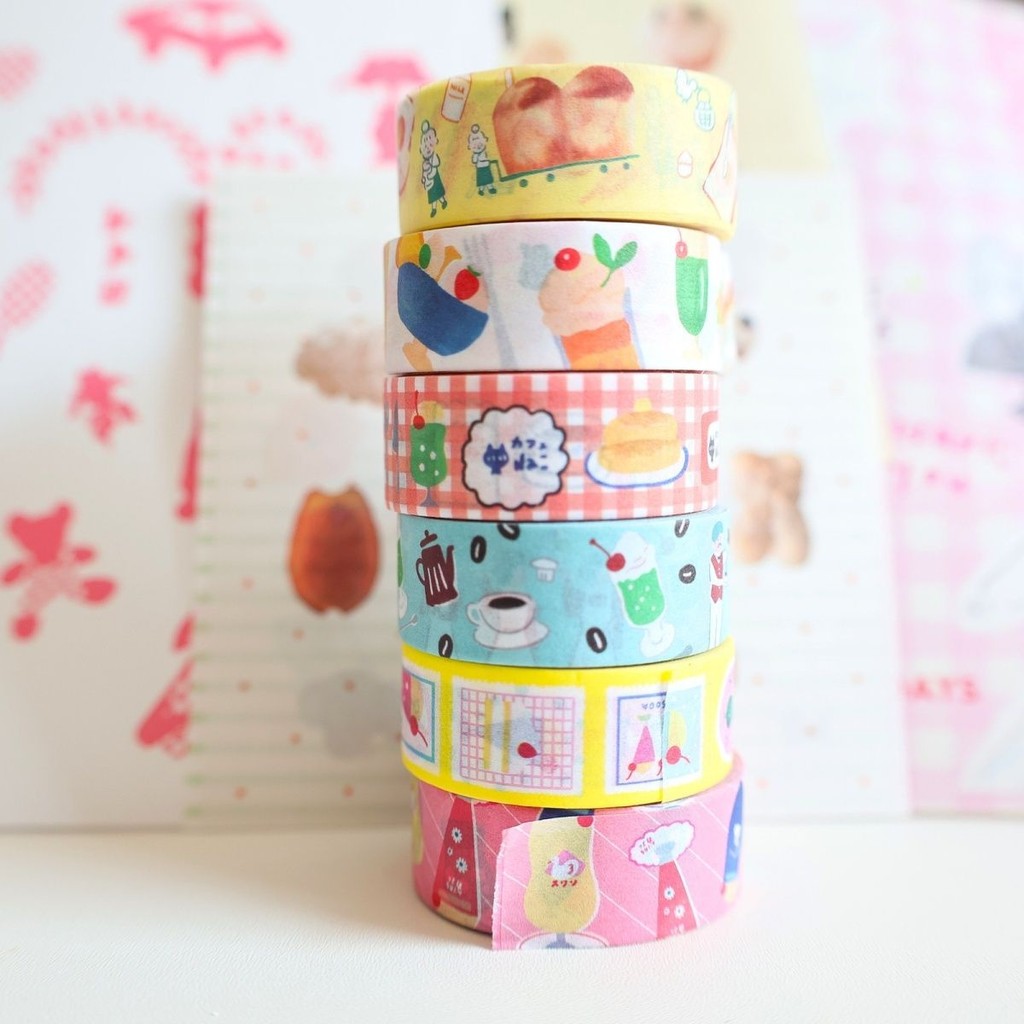 

[HARU] Japanese Beverage Series Wwashitape Journaling Kit Scrapbook Masking Tape Juminocore Washitape Japanese Style