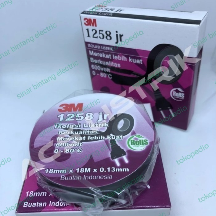 

ISOLASI LISTRIK HITAM 1258 Jr 3M original