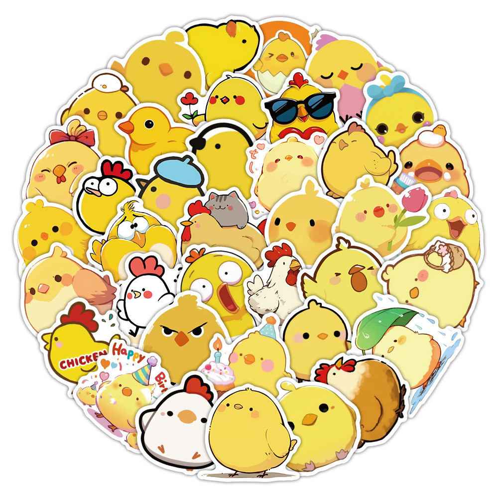 

10/53PCS Kawaii Chicken Stickers Chick Graffiti Cute Animal Decals Kids Toys Luggage Laptop Phone Guitar Car Bike Skateboard Toy