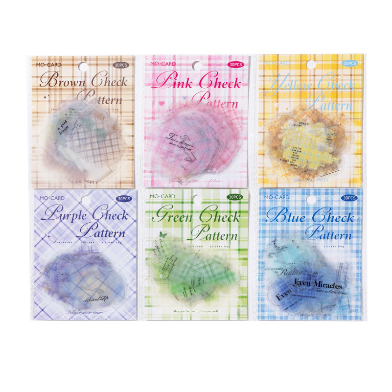 

Mr Paper 90pcs Colourful Checkerboard Shop Series PET Stickers Handbook Material Collage DIY Diary Calendar Greeting Card