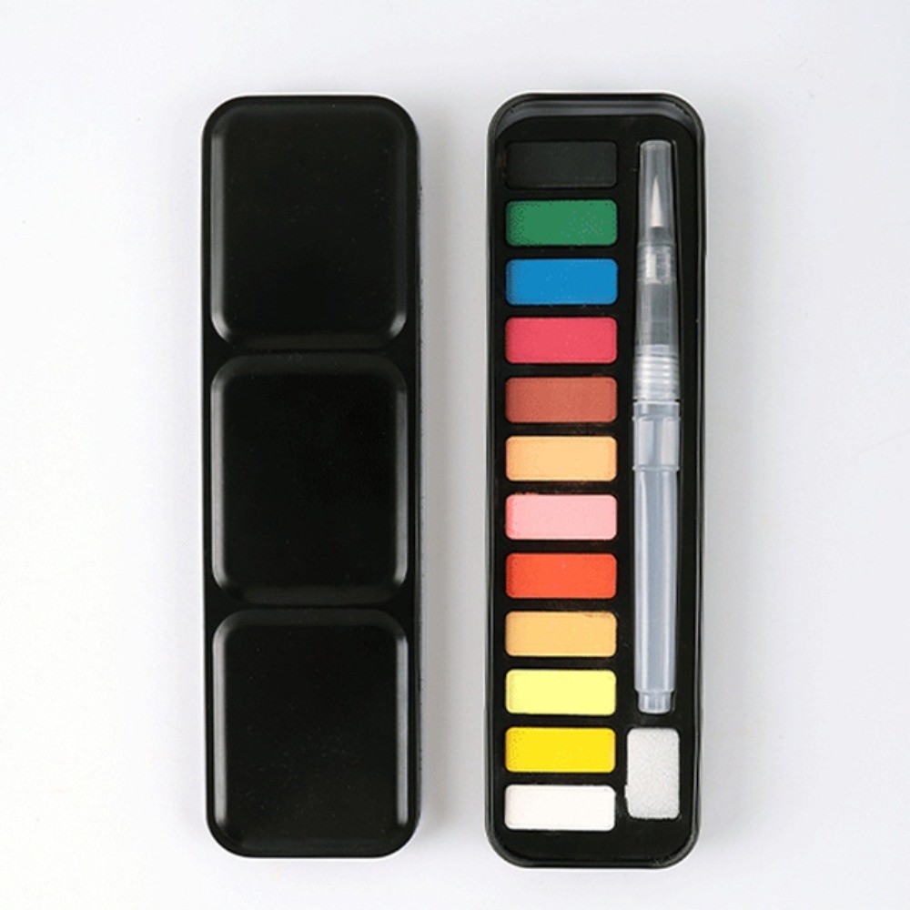

Metal Box Multicolor Watercolor Paint Set Portable Solid Pigment Set Art Supplies Professional Kids