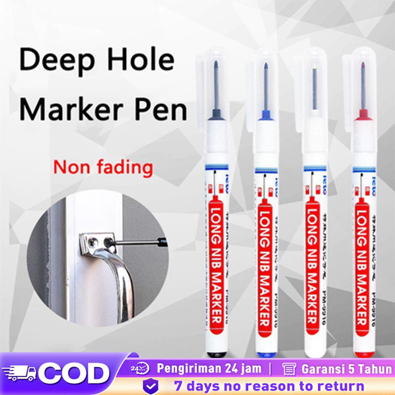 

10PCS Spidol Marker Serbaguna Long Head Marker Anti Air Penanda Besi Kayu Kepala Panjang Long Head