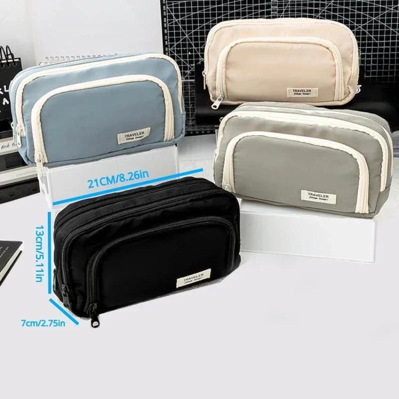 

New Dirty-proof Black Large Capacity Pencil Bag Aesthetic School Cases Stationery Holder Bag Boys and Girls Pen Case Supplies