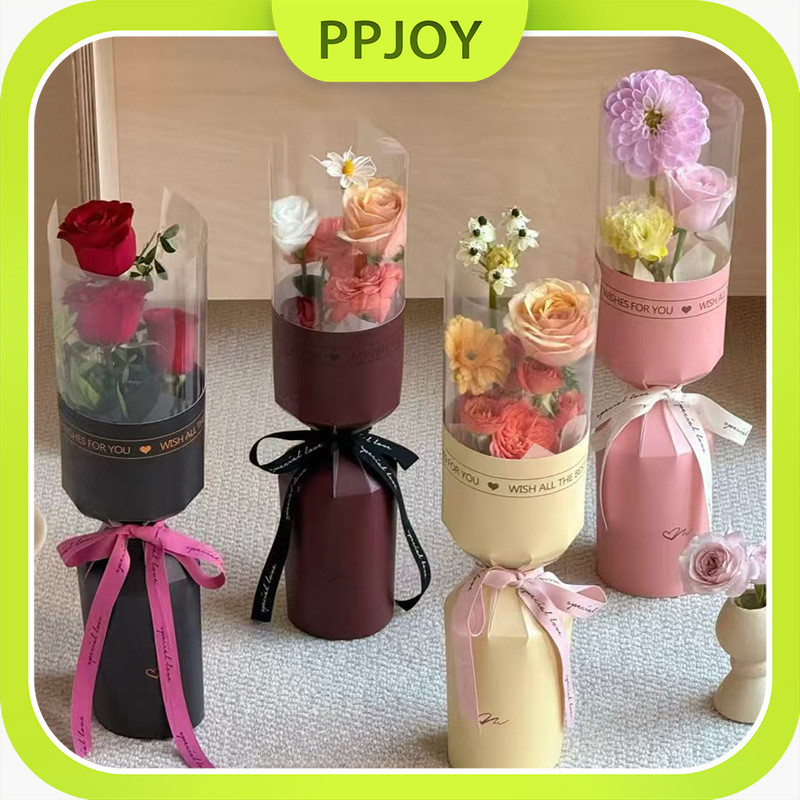 

【Ready】10 PCS Ready Hari Ibu / Hari Valentine / Musim Kelulusan Terintegrasi Potongan Bentuk Tunggal Transparan Buket Bunga Kertas Pembungkus DIY Kertas Buket Bunga DIY