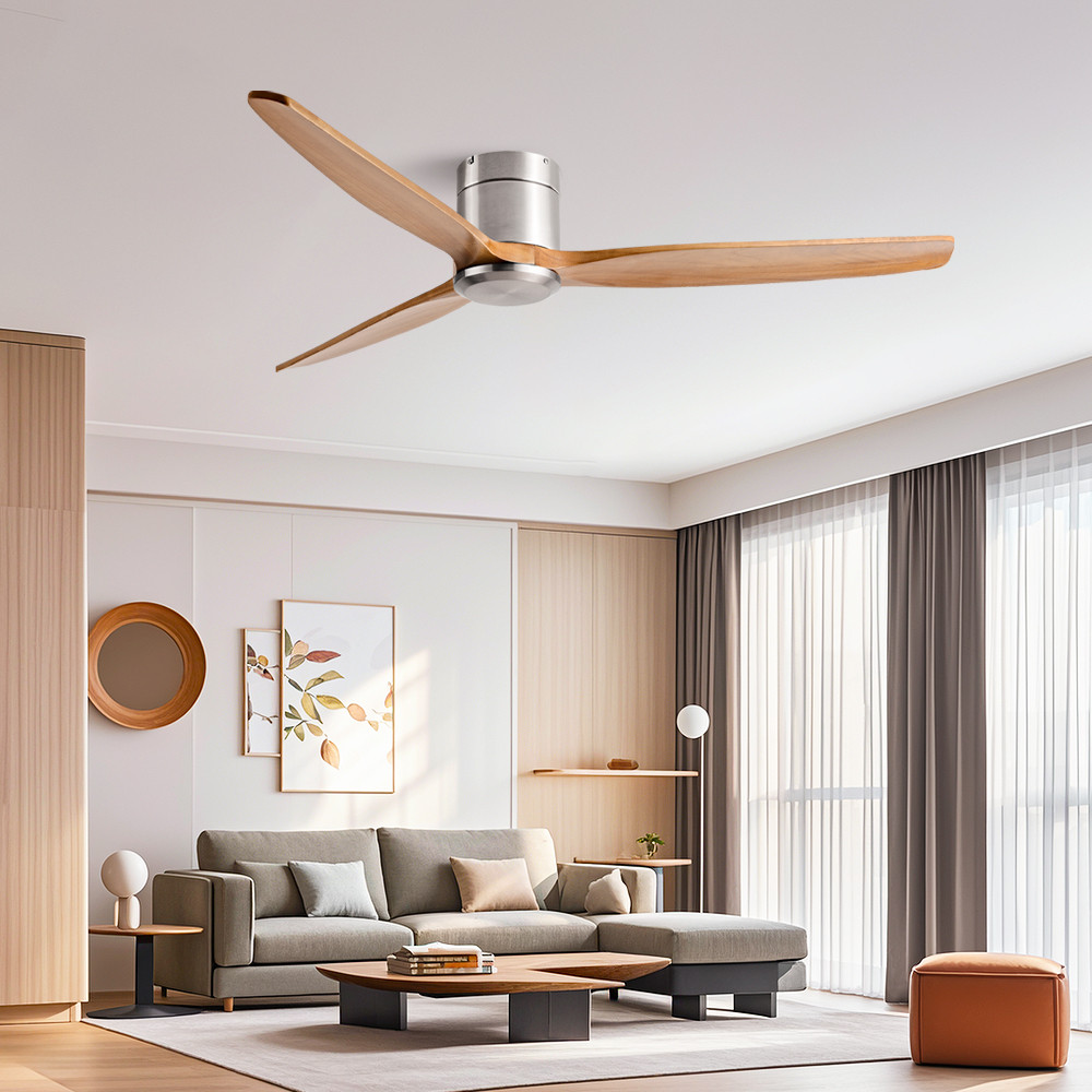 

42/52/60 Inch Ceiling Fan 3 Blades Vintage Industrial Wood Ventilator Remote Control for Coffee Shop Home Hotel Office