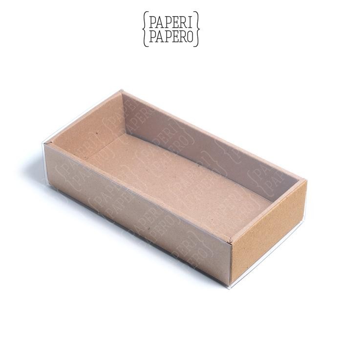 

Kraft Sliding Box (22 x 11 x 5 cm) Doff & Clear - Kotak Laci Cokelat Geser Slide Tutup Buram & Bening (5 Pcs) - Clear