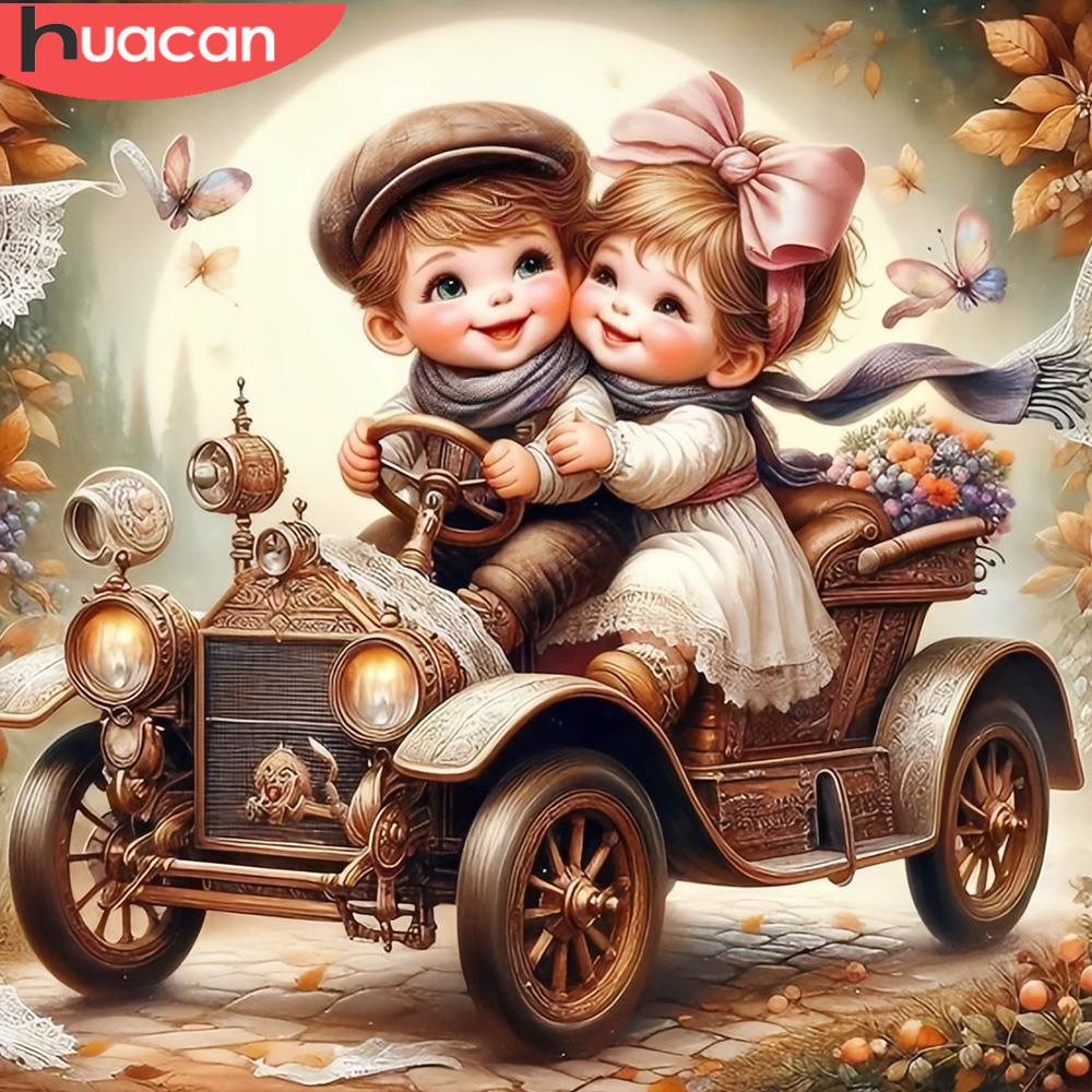 

HUACAN Portrait 5D Diamond Painting Girl Boy Full Square Round Car Butterfly Mosaic New Arrivals Arts And Crafts Handmade Hobby