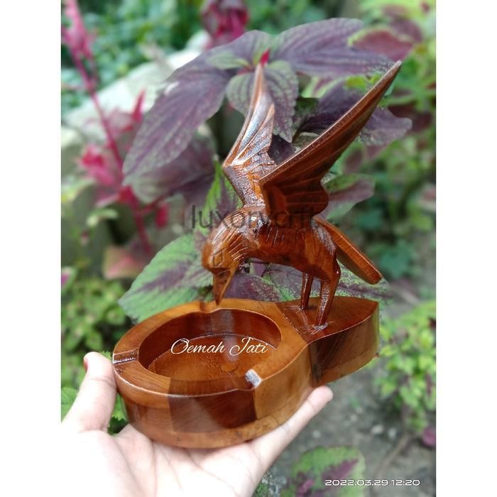 Kerajinan kayu jati / hiasan meja motif elang Patung - ASBAK, KAYU JATI LC4354