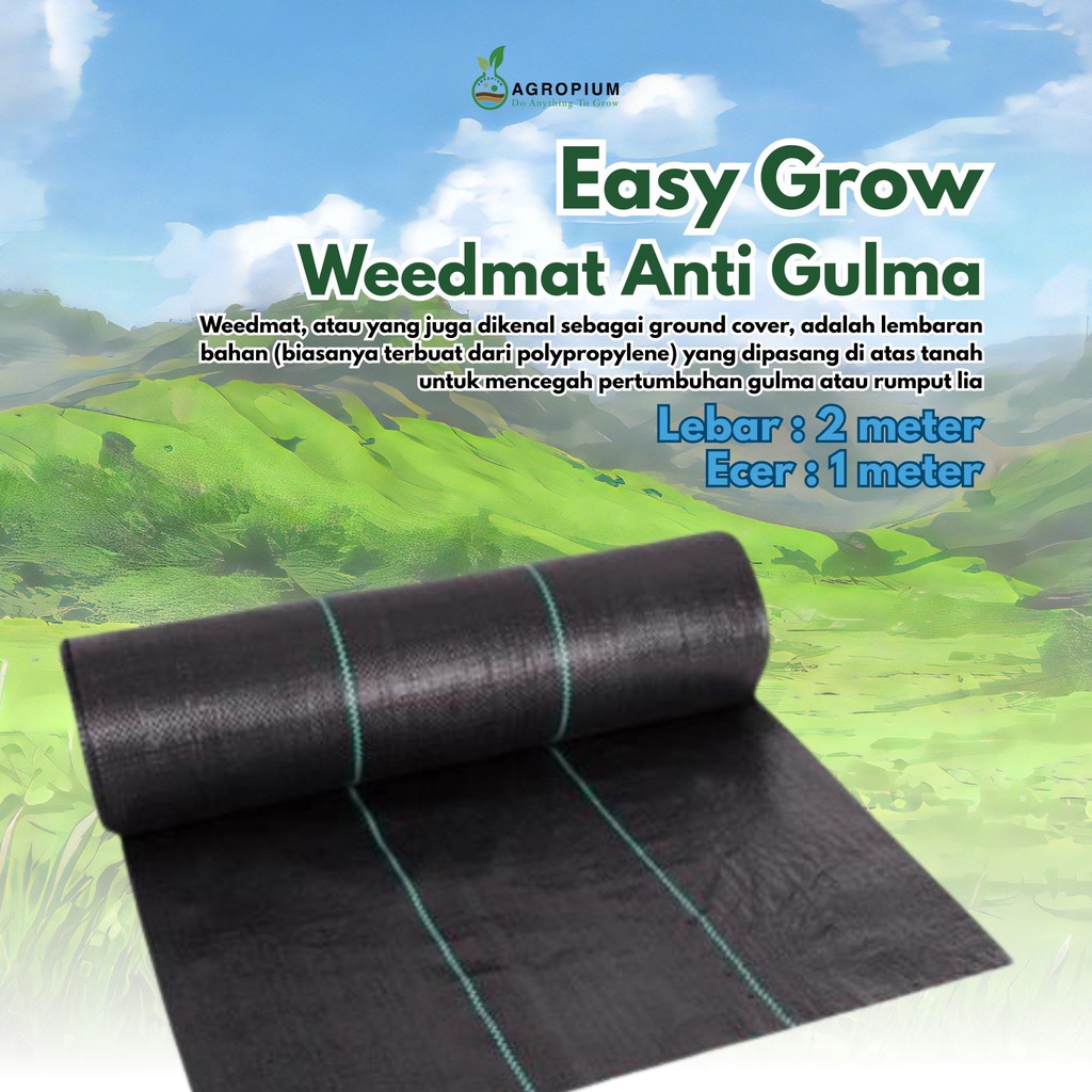 Weedmat Easy Grow Hitam Lebar 2 Meter Ecer 1 Meter Weedmat Anti Gulma