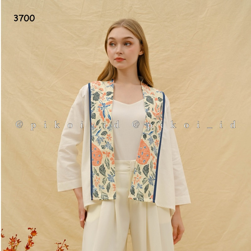 Cardigan batik wanita katun linen premium / outer batik mix polos / cardigan lengan panjang batik wa