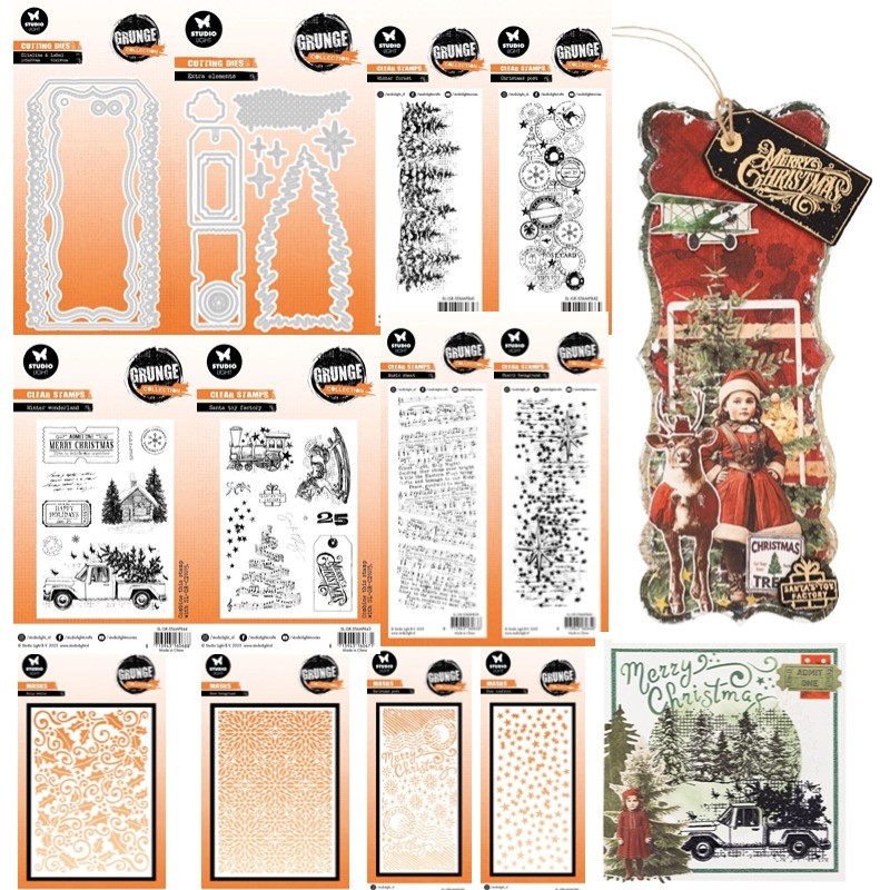 

Winter Wonderland Santa Toy Post Holly Snow Music Metal Cutting Dies Silicone Stamps Scrapbooking Stencil Photo Album