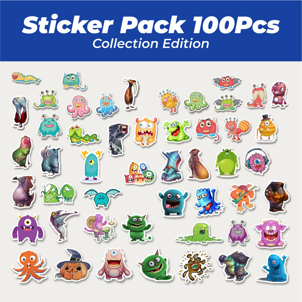 

Hot Stiker Monster Art Illustration Karakter Mix 8 Lucu Anti Air Stikers Berperekat Waterproof Sticker Decal Buat Motor Helm Buku Journal Koper Casing HP Laptop Botol Minum