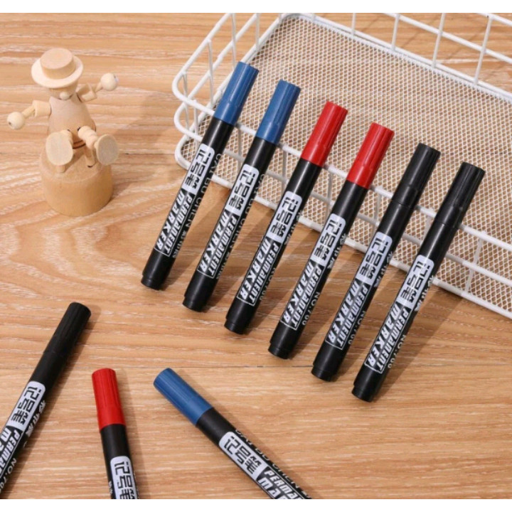 

( READY ) Spidol Permanent Marker Permanen Tahan Air Alat Tulis Spidol Cepat Kering Tinta Minyak Hitam Biru Merah Tidak Pudar