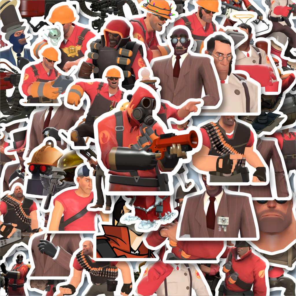 

100PCS Lucu Stiker Game Series Team Fortres Character V4 Stiker Aesthetic Stiker Anti Air Stikers Berperekat Waterproof sticker decal buat Motor Helm Buku Journal Koper Casing HP Laptop Botol Minum Hadiah anak