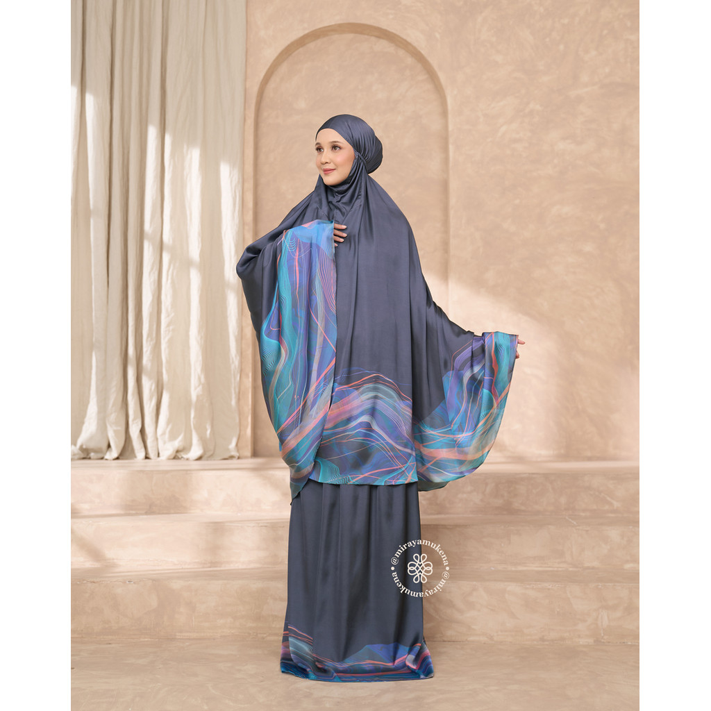Mukena Travel Printing Miraya Flare Navy