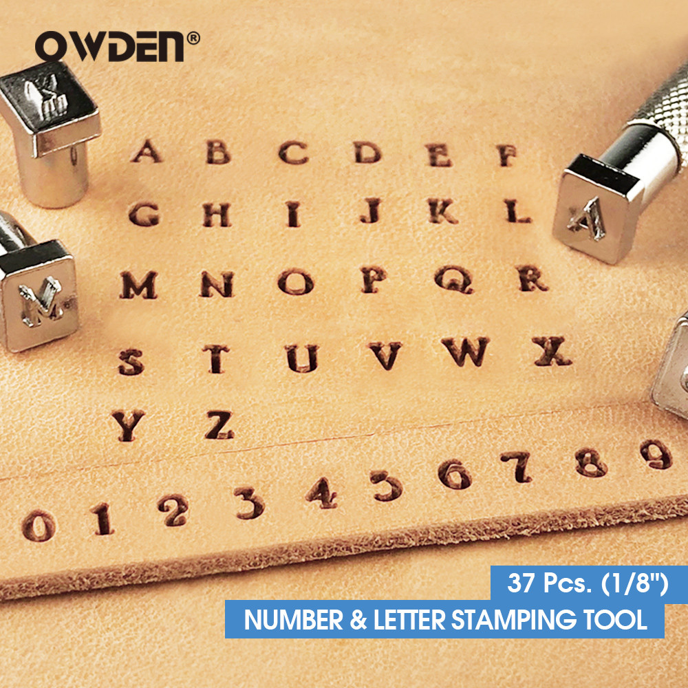 

OWDEN 37Pcs 1/8" Leathercraft Alphabet Number Stamping Tool Set Metal Leather Seal Engraving Printing Mold Engraving Stamps