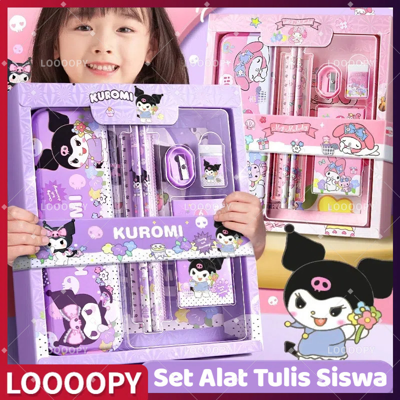 

LOOOOPY Paket Alat Tulis Set 7 in 1 Set Stationery 7in1 Karakter Kartun Alat Tulis Anak Sekolah Penghapus Pengaris Kotak Pensil Penggaris Crayon