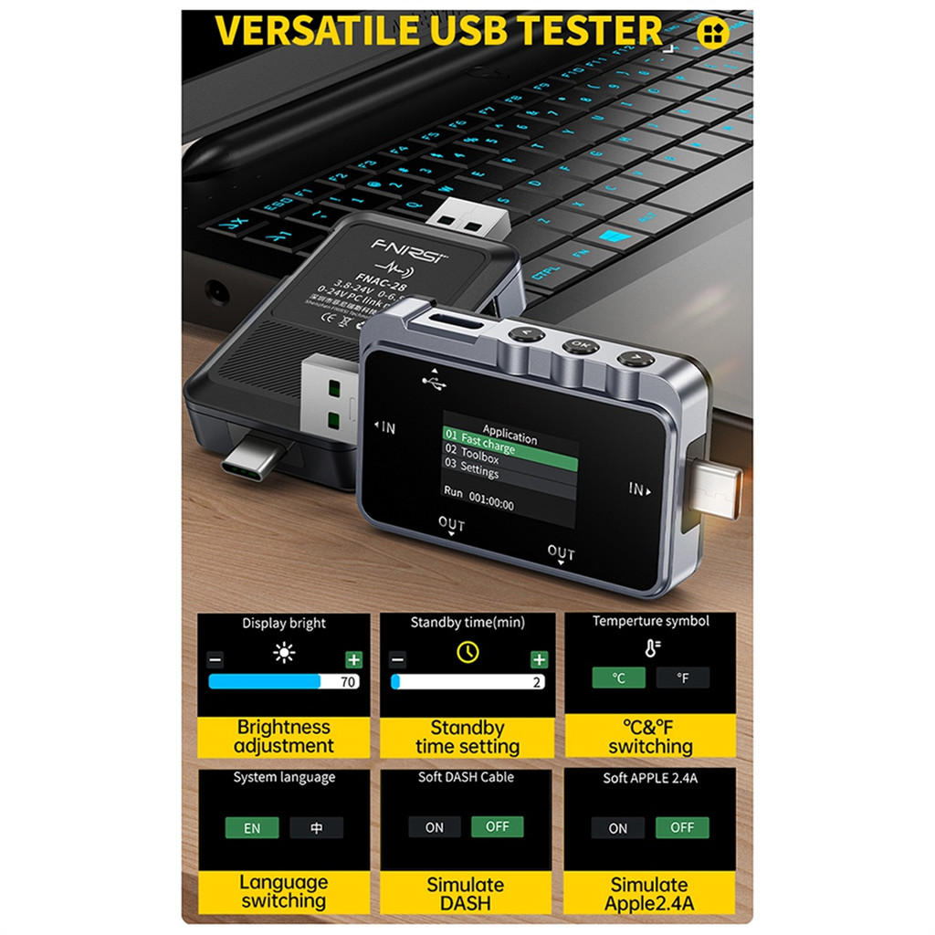 Supernew  FNAC-28 USB Tester Type-C Current and Voltage Meter Fast Charging Protocol Detection Trigg